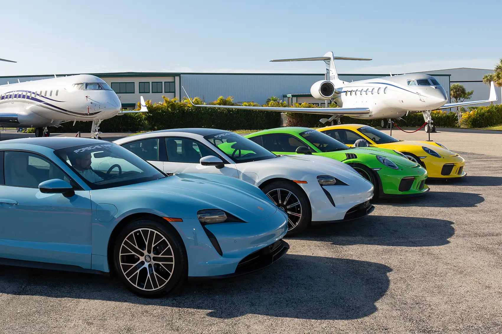 Two Jets with four Porsche, Naples jets private events